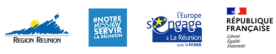 Logos officiels Kap Numerik 2025 - Région Réunion, FEDER Europe, République Française - Aide numérique 974